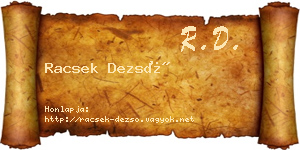 Racsek Dezső névjegykártya